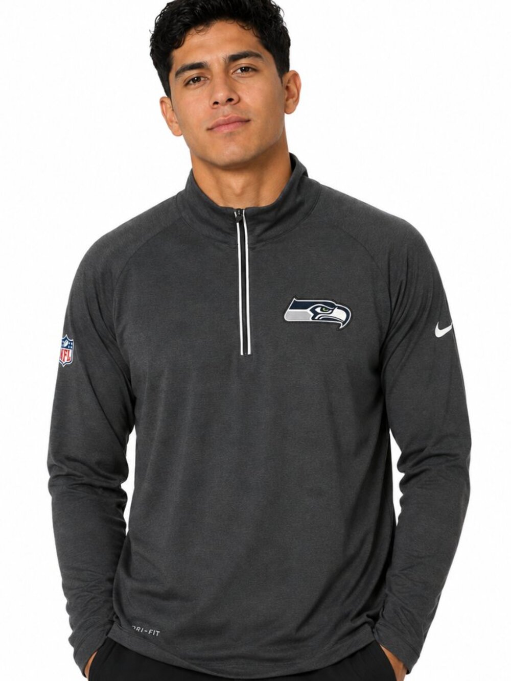 Nike Men’s XXL Seattle Seahawks Gray Dri-Fit Pullover Quarter Zip